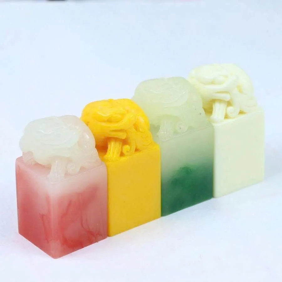 Four jade seals in four colours